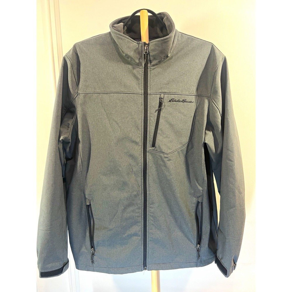 Eddie Bauer Mens XLT Big & Tall Gray Softshell Jacket Full Zip Outdoor